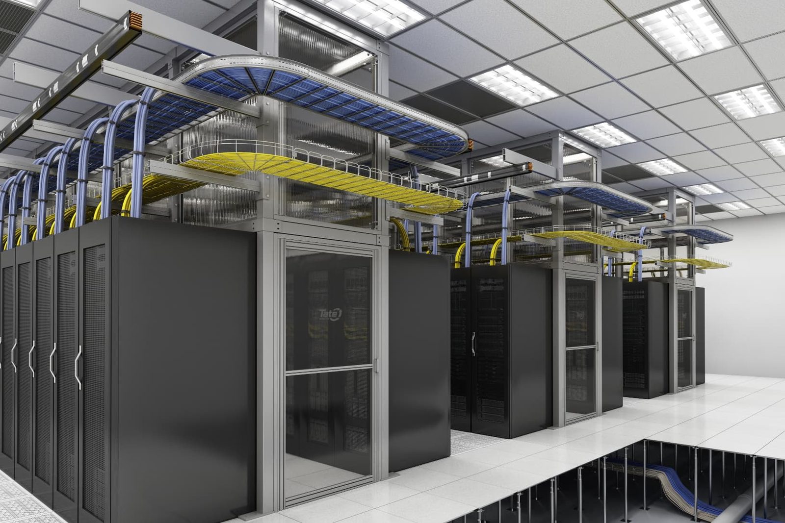 Hot aisle containment with overhead cable trays