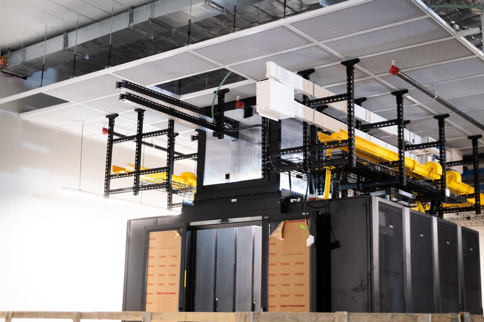 Overhead infrastructure above server cabinets